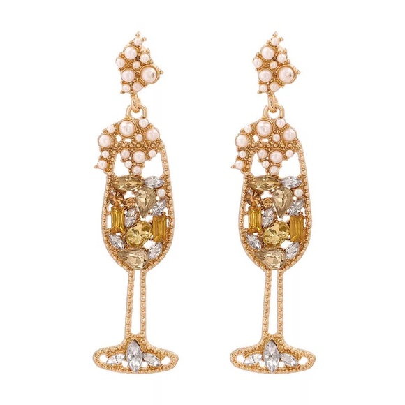 Crystal Champagne Flute Earrings - Picture 1 of 6